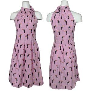 Lungo L'Arno Halter Toucan Dress XS Pink Striped Mini Sleeveless Coastal Italy